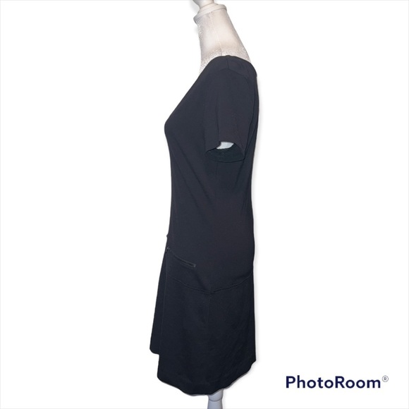 Sanctuary Deep V Neck Black Sheath Dress Zipper Pockets Size Small - Picture 2 of 3